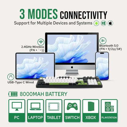Tastiera meccanica gaming AULA F99PRO 99 tasti, tri-mode wireless, hot-swappable, struttura gasket, tastiera personalizzabile con manopola multimediale