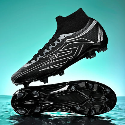 Classic Style AG FG Football Shoes PU Fabric Ventilated Upper TPU Wearproof Outsole Unisex Kids Outdoor Football Shoes