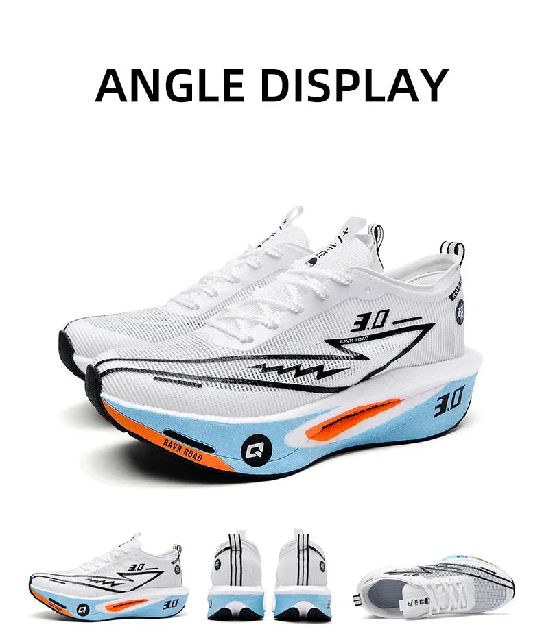 Men's Carbon Board Sneakers Anti-Slip Cushioned Comfortable Racing Training Running Shoes Mesh Tennis Shoes Casual for Women