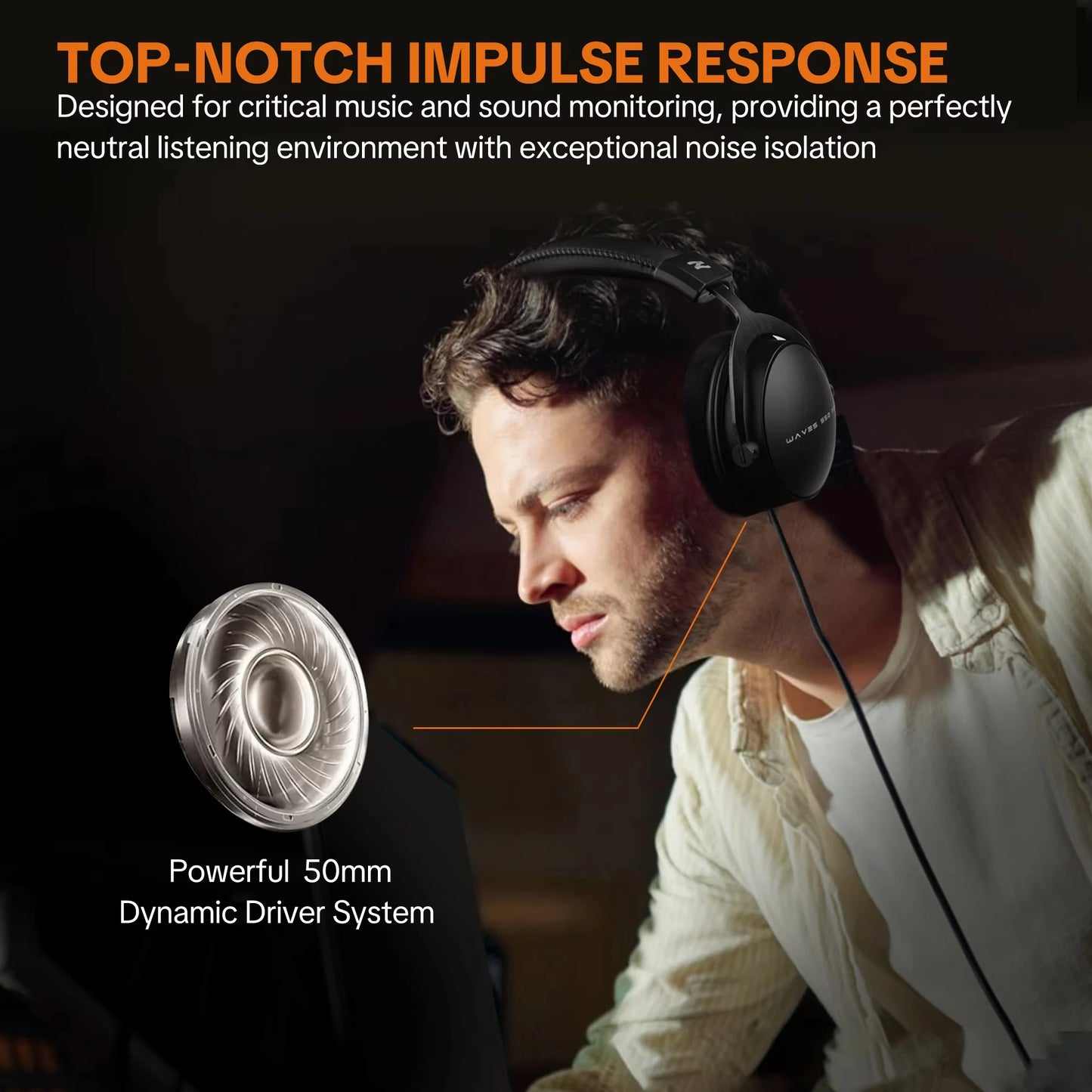 Auriculares con cable circumaurales Talomen TOP W550X con transductores de 50mm, graves profundos, cable desmontable y micrófono integrado – Headset para gaming, DJ, estudio y oficina