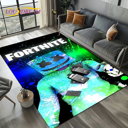 2025 Games 3D F-Fortnite анимационен килим за хол, спалня и декорация до дивана у дома, детски килим за игра, неплъзгаща се постелка за под