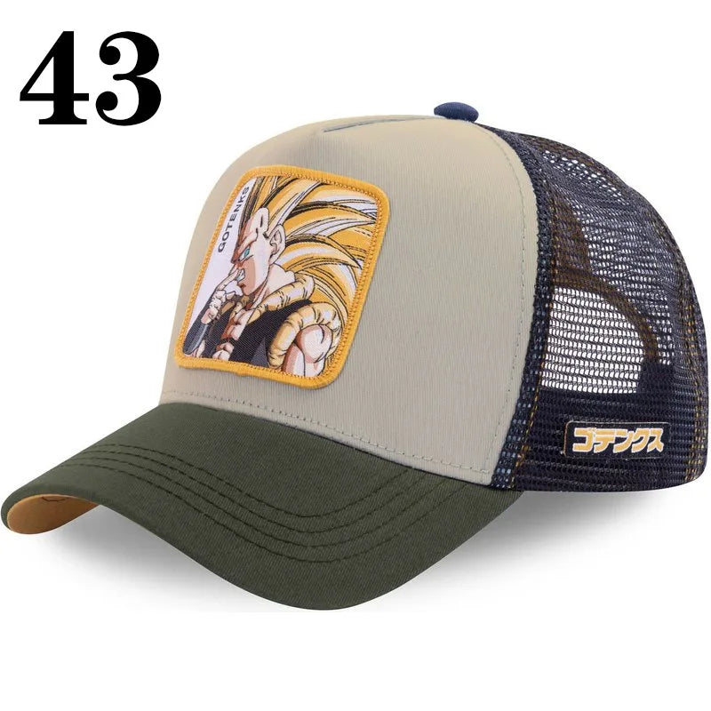 Dragon Ball DRAGONBALL síťovaná čepice, kreslená síťovaná čepice, pánská a dámská baseballová čepice, módní čepice s nášivkou, trucker čepice