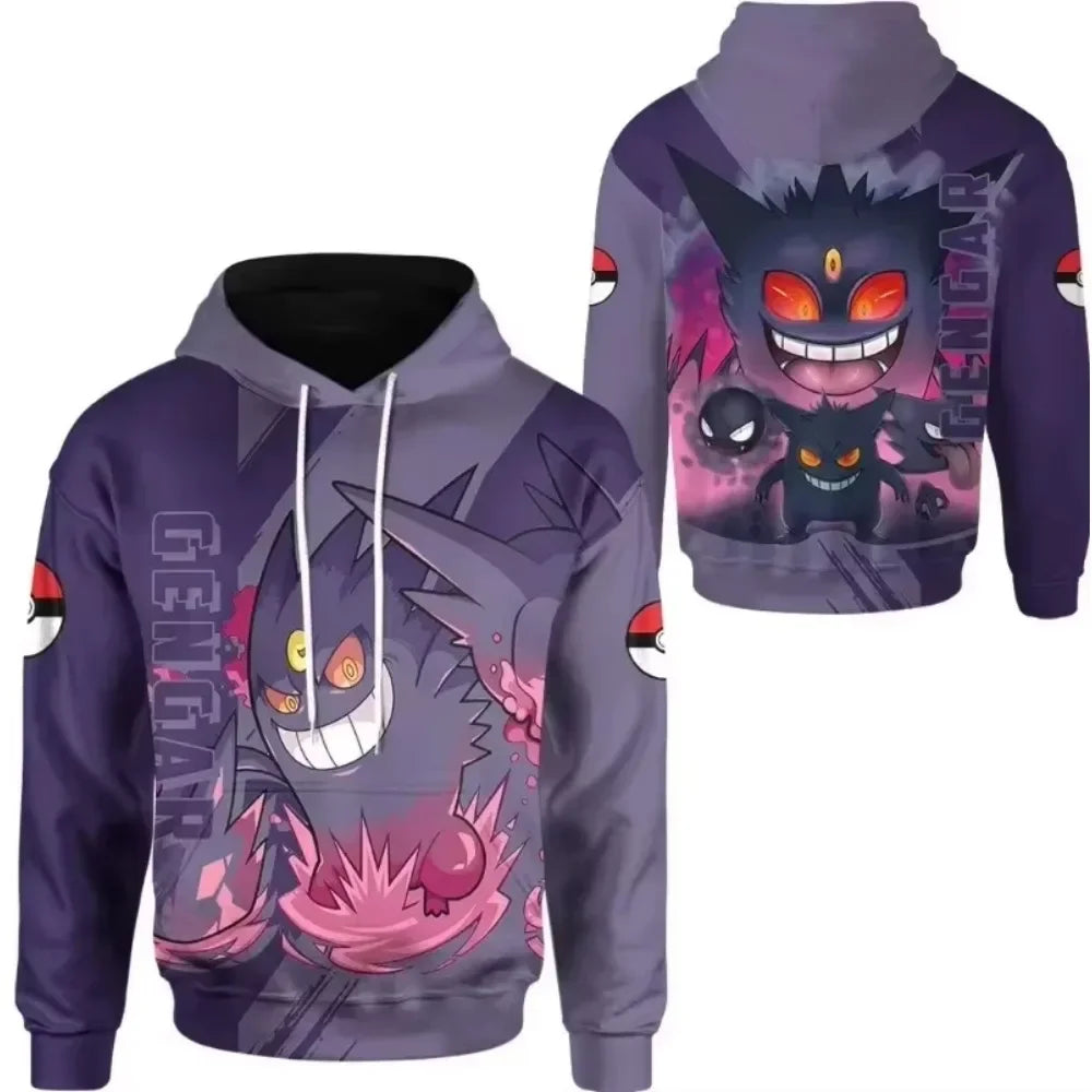 New Pokémon Pikachu Children Printed Top cosplay Hooded Fashion Trendy Casual Long-sleeved Pullover Sweatshirt Birthday Gift
