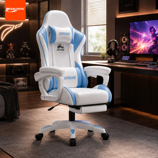 AOLIVIYA Gaming-Bürostuhl mit Liegefunktion, drehbar, höhenverstellbar, mit Rückenlehne und Fußstütze, für Zuhause, Computer, Internetcafé und E-Sports