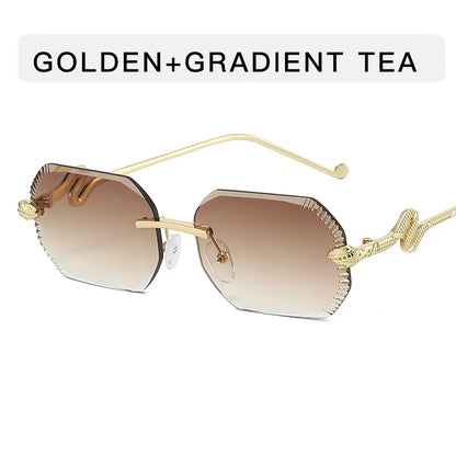 Fashion snake-shaped metal decorative sunglasses - unisex irregular frame, UV protection, sunshades