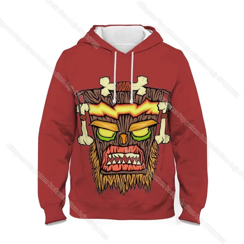 Kids Crash Bandicoot On the Run Hoodies Spring Boys Girls Cartoon Anime Sweatshirt Children Tops Coat Toddler Pullovers
