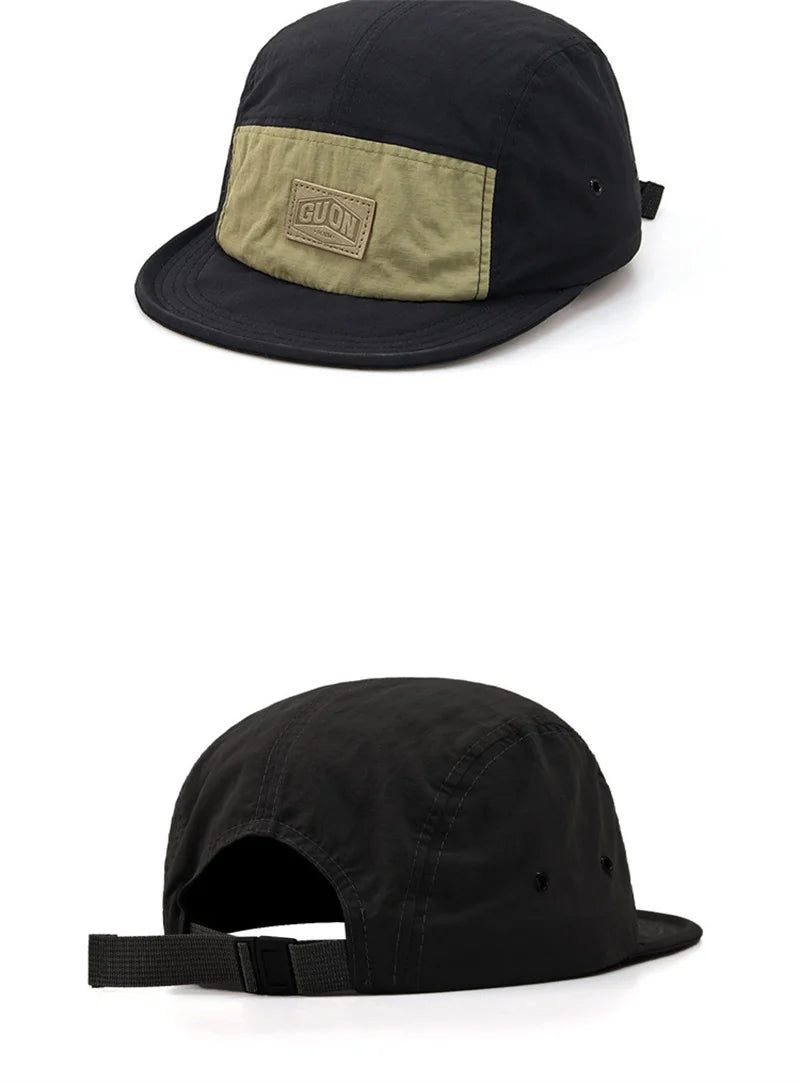 Zomerse, dunne, ademende en sneldrogende baseballpet voor mannen en vrouwen, voor outdooravonturen en bescherming tegen de zon, met korte klep en 5 flappen, geschikt voor wandeltochten