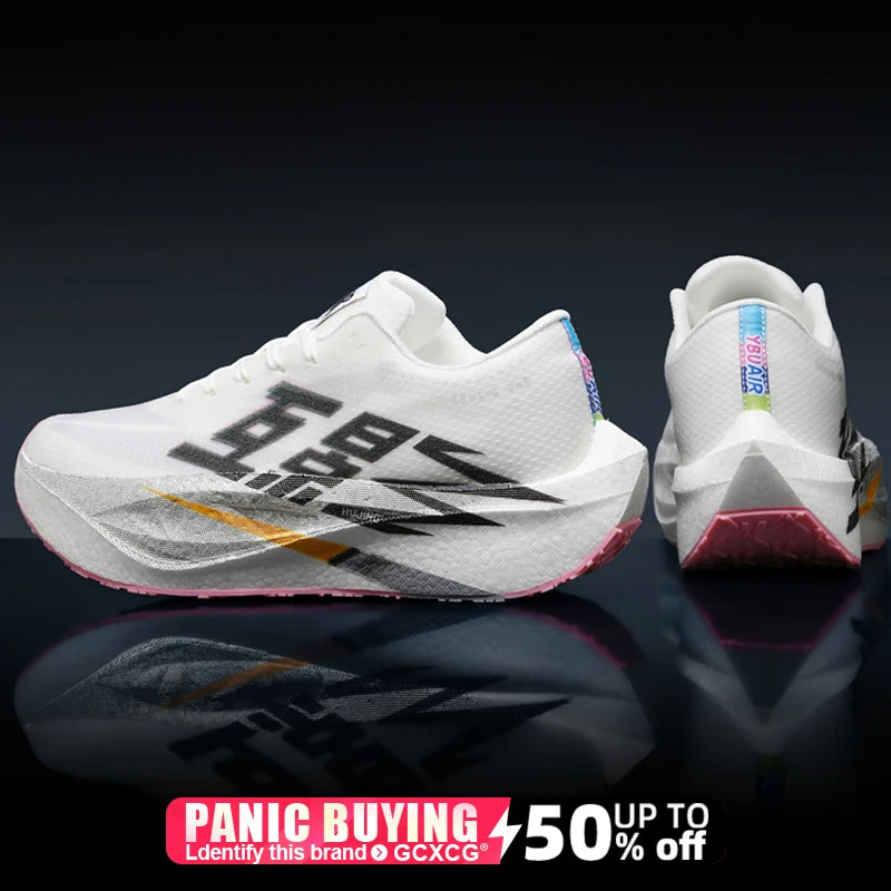 Running Shoe Men Sports Carbon Board Speciality Breathable Lightweight Women's Comfortable Athletic Nonskid Sneakers﻿ Marathon