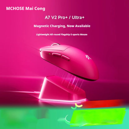 MCHOSE A7 V2 Ultra+ Wireless Gaming Mouse Tri-Mode Lightweight PAW3950 Ti Sensor 42000 DPI Esports Mouse with 500mAh Battery