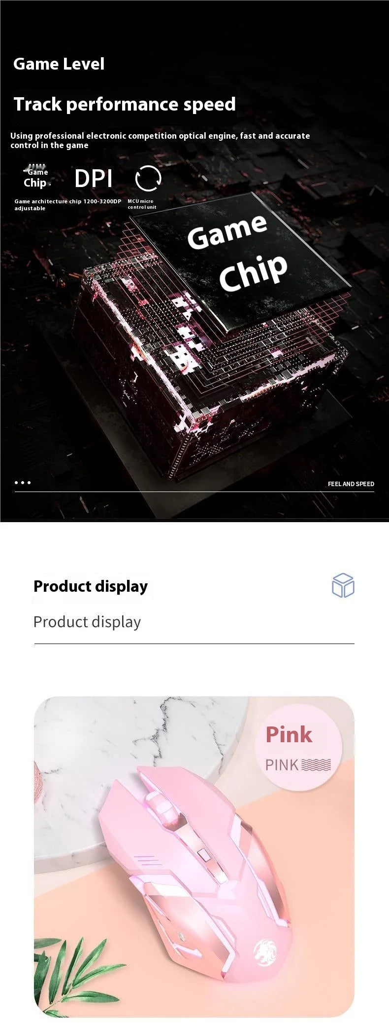 Ratón gaming Frontline rosa con cable, silencioso, mecánico, esports, inalámbrico Bluetooth para oficina, ordenador, diseño atractivo y estilo cute para chica