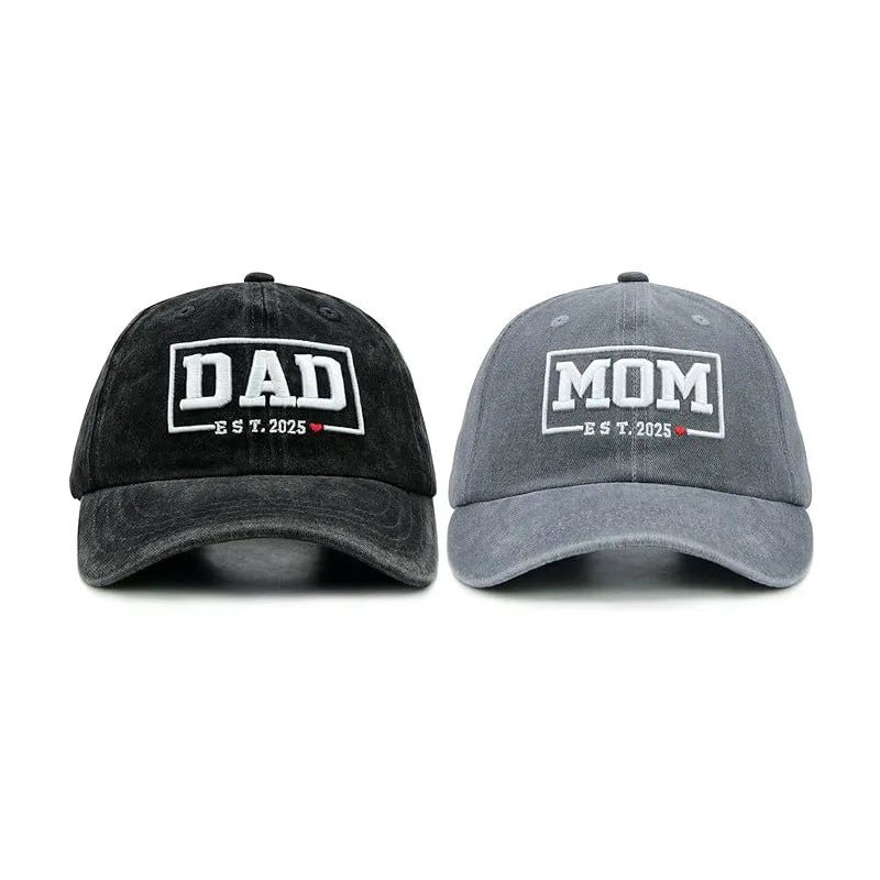 2pcs Retro Washed DAD MOM embroidery Embroidered Baseball Hat for women,Outdoor Sport Adjustable Sunshade breathable driver caps