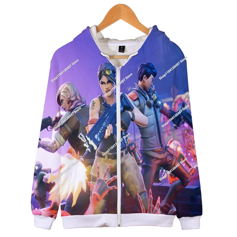 2024 New Game Zipper Hoodie, Children's Sweatshirt Fortnite Pullover Sweatshirts, Fashion Boys and Girls Clothing
