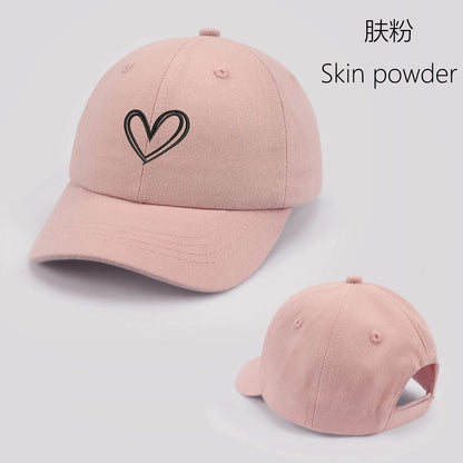 Cartoon heart-shaped Baby Baseball Cap Cute Solid Color Toddler Sun Hat with Ears Summer Adjustable Kids Boy Girl Peaked Cap ﻿