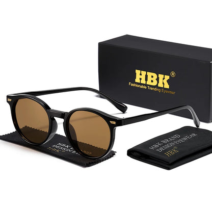 HBK Fashion polariserede solbriller til mænd, runde TR90-stel, modesolbriller til kvinder, kørsel, sport, UV400, Lunette De Soleil Homme