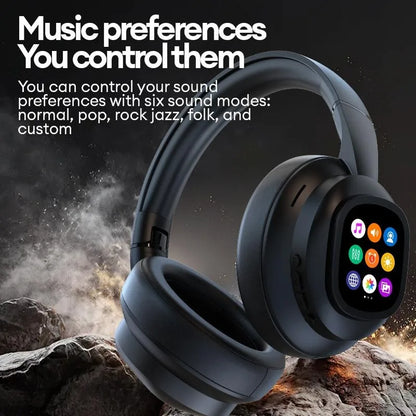 KI-LCD-Touchscreen kabellose Bluetooth-Kopfhörer – ANC-Geräuschunterdrückung, tiefer Bass, Gaming-Headset mit HD-Mikrofon