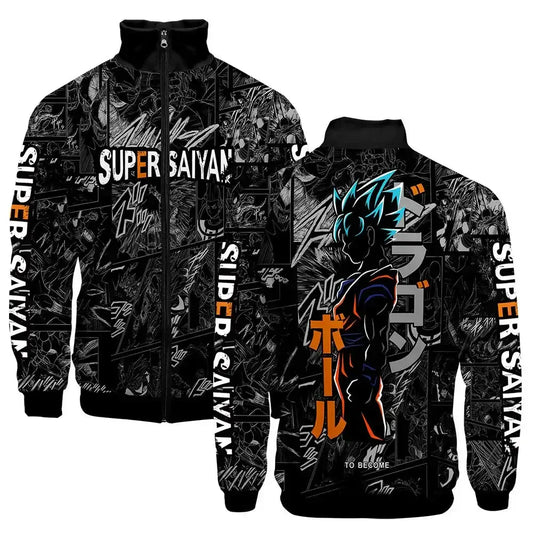 Anime Goku Dragon Ball Jacket Men Women Harajuku Hip Hop Japanese Zip Up Hoodies Goku Clothes Stand Collar Sweatshirt, produit gaming premium Fraquane