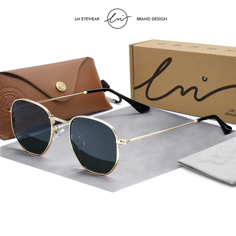 LM Kvinder Hexagon Solbriller Mænd Retro Polariserede Kørselsbelagte Spejlbriller UV400 Briller gafas de sol