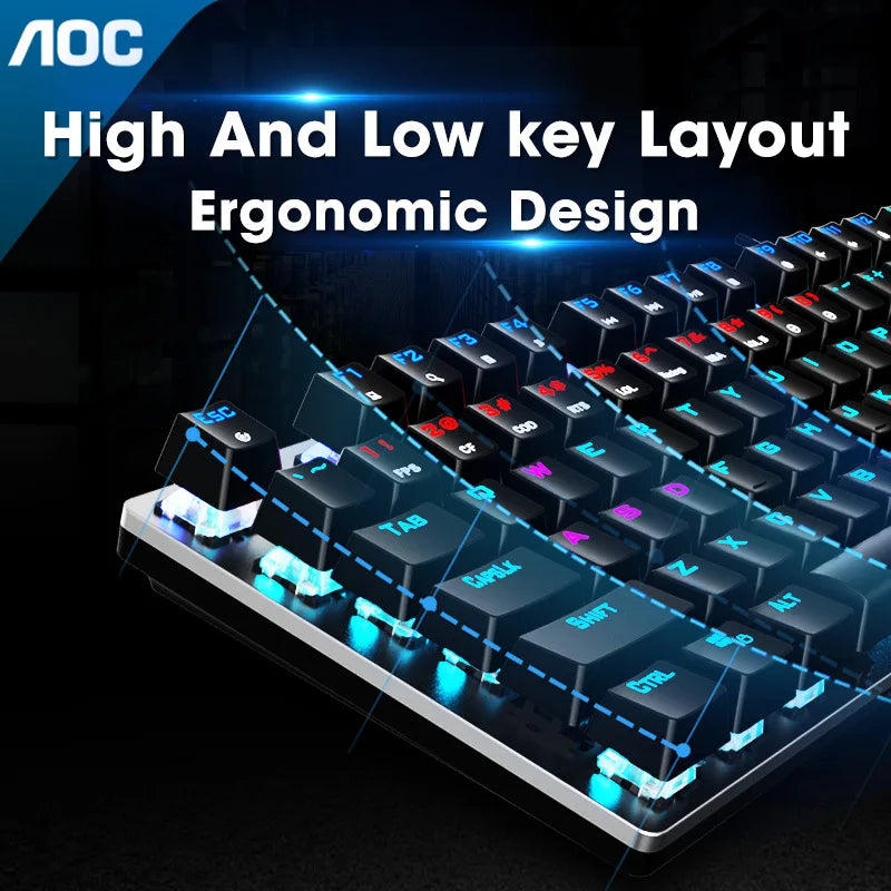 GK410 104 Keys Metal Panel Mechanical Keyboard RGB Light Green Black Tea Axis Esports Full Non-Impact Game Computer Keyboard