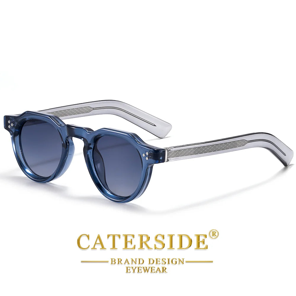 CATERSIDE Retro runde herresolbriller i høj kvalitet, tyk stil, til kvinder, udendørs, rejse, forretning, kørsel, dekorative briller, UV400