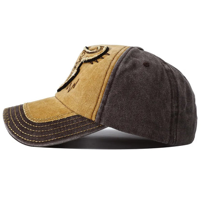 Hip Hop Vintage vasket denim baseballkasket til mænd med broderet tyrehoved, Y2K-snapback, dad hats til kvinder og mænd