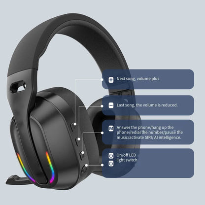 Wireless Headset B500 RGB Noise Cancelling Gaming Headphones 60H Playtime BTV5.4 & HD Sound Stereo Music Game Earphone