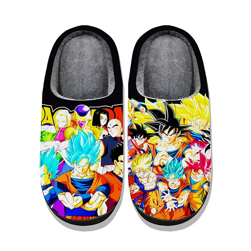 Anime Dragon Ball Plush Slippers Goku Vegeta Winter Fuzzy Warm Cotton Shoes Cute Cosplay Men Home Indoor Non-Slip Slipper Gifts