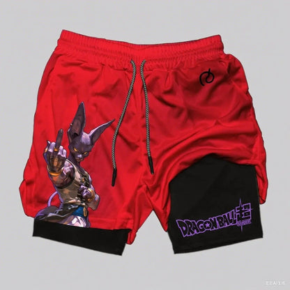 Dragon Ball Wukong Anime Sports Shorts Men's Double Layer 2-in-1 Sports Shorts Summer New Cartoon Printed Beach Pants