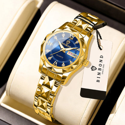 BINBOND ladies’ watch: a robust, luxurious, luminescent and water-resistant quartz watch, featuring an accurate date and day-of-the-week display.