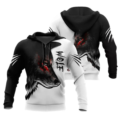 Fashion Autumn Lion, Wolf Hoodies White Tiger Skin 3D All Over Printed Men's Sweatshirt Unisex Pullover Casual Jacket