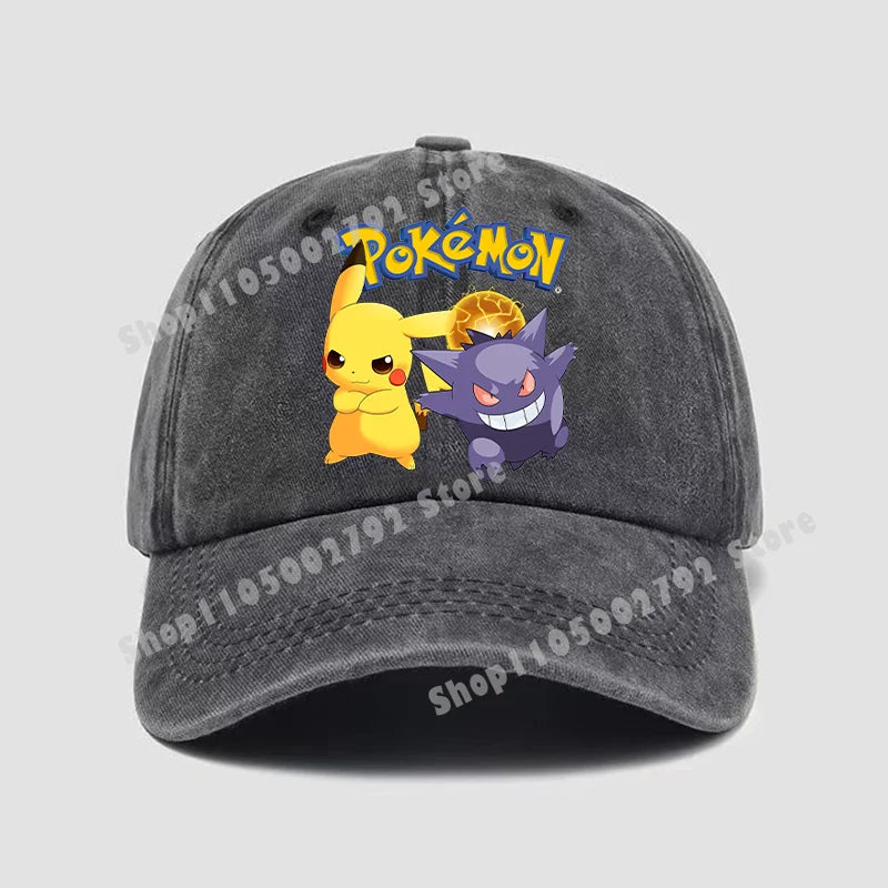 Pokémon-baseballkasketter, Pikachu, kawaii, anime-figurer, solhatte, sommer, udendørs, forældre og børn, solhat, trendy kasket med andetunge, gave