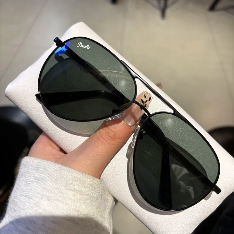 2026 New Glass Sunglasses For Men Fashion With UV Protection Large Frame Refreshing Sunshade For Driving Pilot Style Glasses