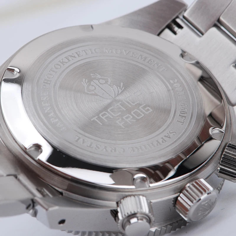 Relógio cronógrafo masculino Tactical Frog de 41mm, movimento Solar Quartz VS75, resistente à água, safira, luminosidade verde C3, relógio de pulso de quartzo
