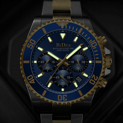 BIDEN Multi functional men's quartz watch luxury waterproof night light business style diving series casual fashion watch