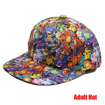 Pokémon-baseballkasket, Pikachu-hat, Pokémon-cosplay-hiphop-kasket til piger, drenge, børn, anime-figurer, legetøj, gave, tegneseriehat