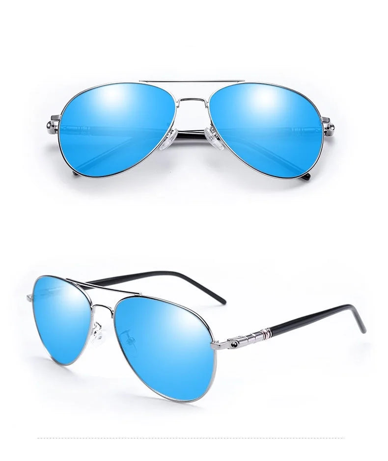 Polariserede solbriller til mænd og kvinder, farvede reflekterende briller, solbriller til bilkørsel, sorte unisex-pilotglas, UV400