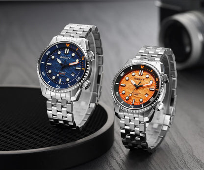 BERNY Diver Automatic Watches Men's Luxury Sapphire 316L Stainless Steel Mechanical Watch 42MM 200M Waterproof Diving Men's Watch