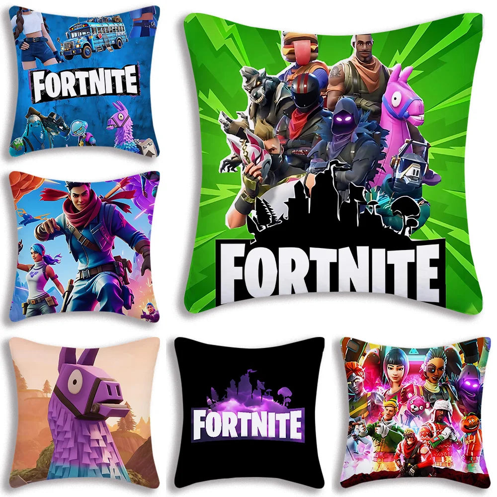 Anime game Fortnites Pillow Covers Cartoon Sofa Decorative Home Double-sided Printing Short Plush Cute Cushion Cover