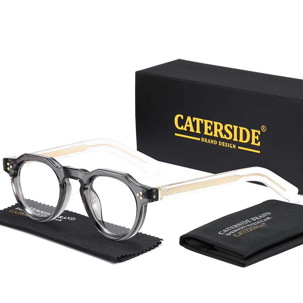 CATERSIDE Retro runde herresolbriller i høj kvalitet, tyk stil, til kvinder, udendørs, rejse, forretning, kørsel, dekorative briller, UV400