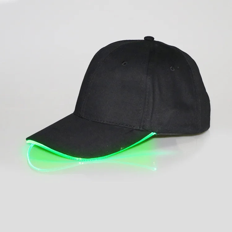 Șapcă cu LED-uri din fibră optică, cu 7 culori luminoase, șapcă de baseball EDC strălucitoare, încărcare USB, șapcă luminoasă, șapcă LED de performanță
