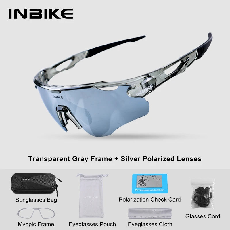 INBIKE 2025 MTB Cycling Sunglasses Polarized UV Protection for Road Biking Mountain Bike Running Hiking Outdoor Sports Glasses