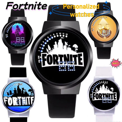 Reloj Fortnite de moda cute, cartoon y kawaii personalizado con luz nocturna LED táctil, reloj electrónico para estudiantes, regalo para amigos