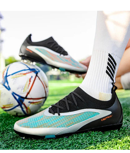 Botas de fútbol para hombre, tacos de exterior transpirables para adultos, antideslizantes, zapatillas deportivas de fútbol con tacos largos para entrenamiento y partido, cómodas para chicos