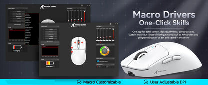 ATTACK SHARK X3 trådlös gamingmus, 49g ergonomisk PC-mus, trippellägen, PAW3395 26K DPI optisk sensor, programmerbara knappar