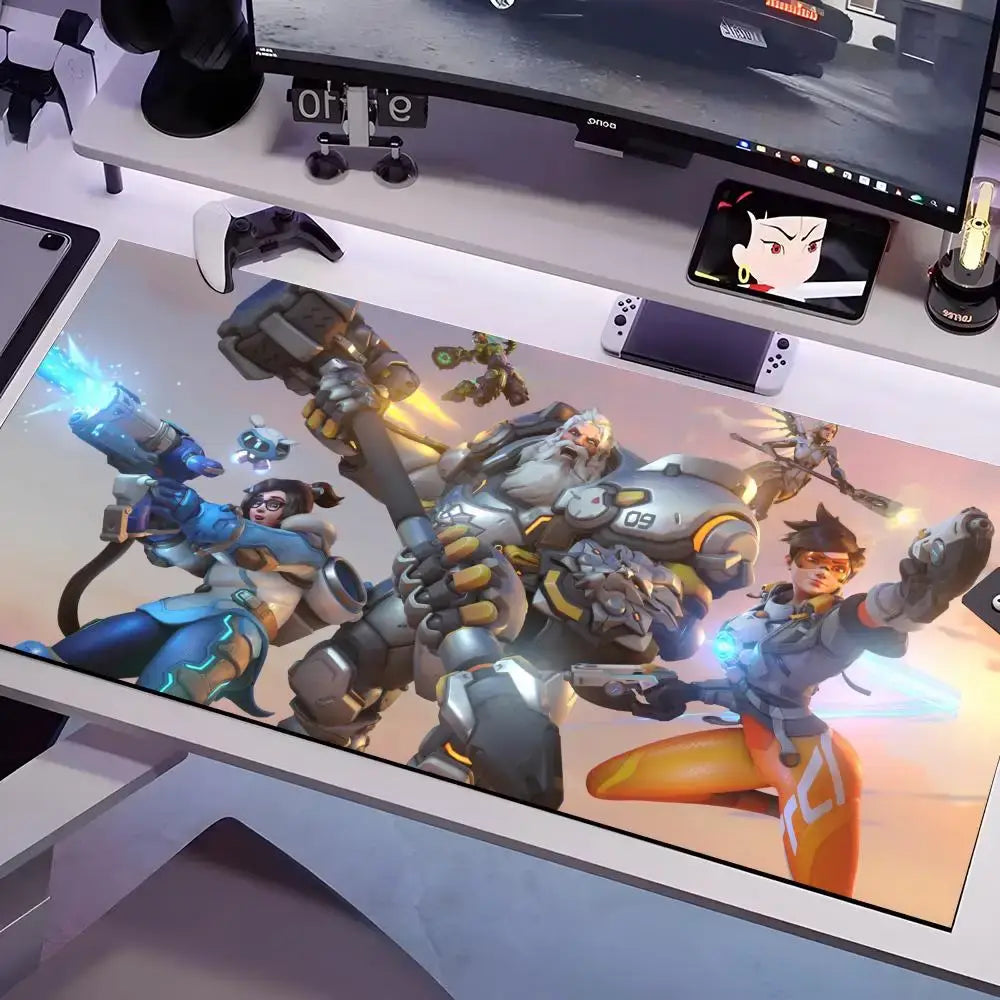 Tappetino mouse Overwatch in più misure, grande e quadrato, per computer, ufficio e gaming, tappetino da tavolo in gomma antiscivolo