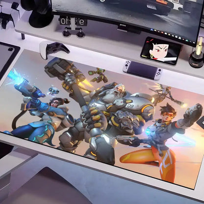 Tappetino mouse Overwatch in più misure, grande e quadrato, per computer, ufficio e gaming, tappetino da tavolo in gomma antiscivolo
