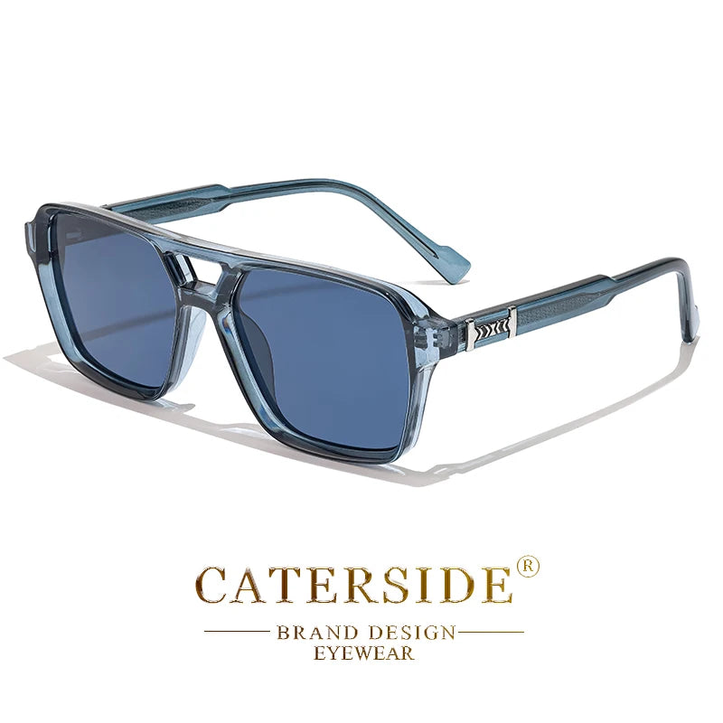 CATERSIDE Retro Square Sunglasses Men Punk Flat Top Double Bridge High Quality Sun Glasses for Women Party Festival Gifts