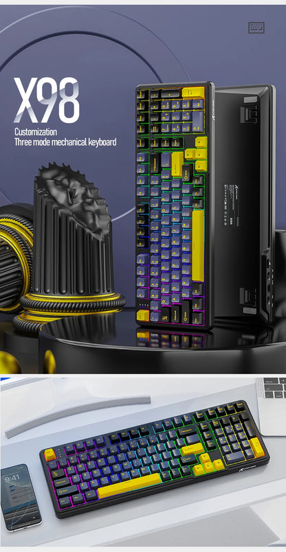 X98 Attack Shark Gaming Keyboard Wireless with Numeric Keypad,102Keys Hot-Swap RGB PBT Keycaps,4000mAh Battery,Support PC/Laptop