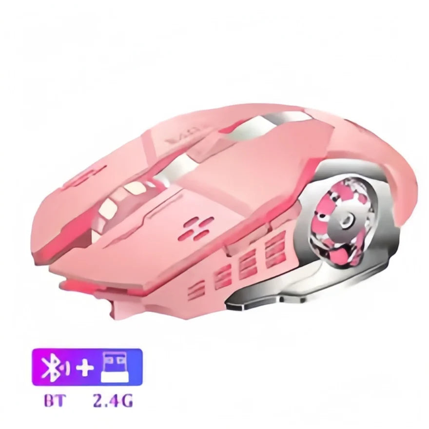 Ratón gaming inalámbrico recargable – Bluetooth/USB silencioso, retroiluminación RGB, e-sports para PC
