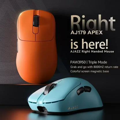 Ασύρματο Gaming Ποντίκι Ajazz AJ179 APEX με Βάση Έγχρωμης Οθόνης, Bluetooth, PAW3395, Μπαταρία 400mAh, Ρυθμός Ανανέωσης 8000Hz