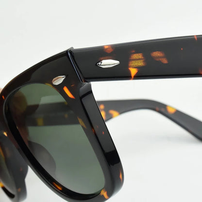 Klassiske solbriller med glaslinser Acetat-solbriller til mænd Y-2140 Design med dobbelt nitte Elegante firkantede UV-solbriller til kvinder